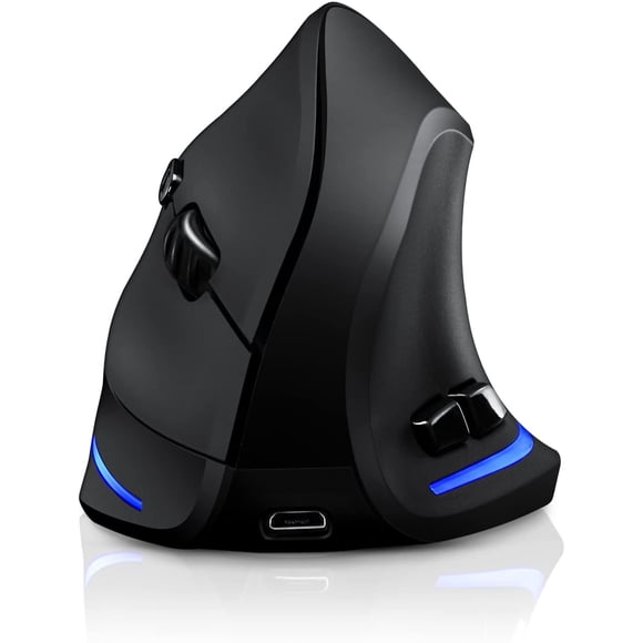 TRELC Ergonomic , 2.4G Wireless Vertical Optical with Adjustable Sensitivity (1000/1600/2400 DPI), 6 Buttons for PC, Desktop, Laptop, Notebook (Black)