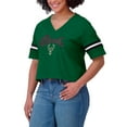 thumbnail image 4 of Women's WEAR by Erin Andrews Hunter Green Milwaukee Bucks Color Block Boxy V-Neck T-Shirt, 4 of 4