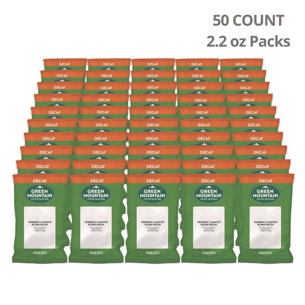 Green Mountain Coffee 5000052757 2.2 oz Coffee Fraction Packs - Vermont Country Blend Decaf (50/Carton)