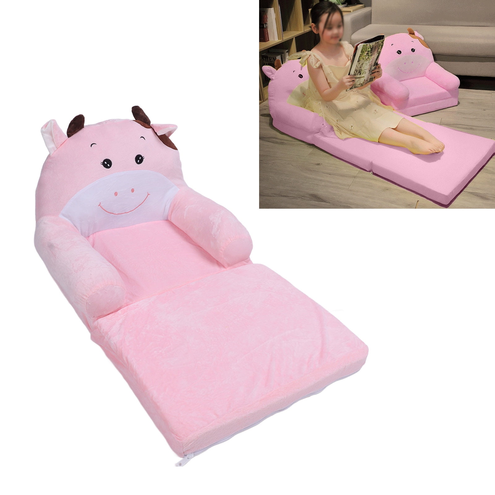 Ymiko Plush Foldable Kids Sofa Backrest Armchair