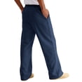 thumbnail image 5 of Dwelliawo Men's Baggy Pants Open Bottom Straight Leg Workout Pant Athletic Lounge Lightweight Sweatpants with Pocket Fall Lounge Pants Dark Blue 2XL, 5 of 6
