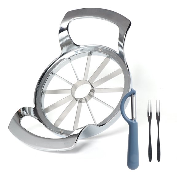 Kitys Fatch Apple corer & Slicer, Fruit Cutter, 12 piece durable apple slicer Corer, Stainless steel slicer fruit, ergonomic handling easy to grip, comes with fruit paring knife & fork