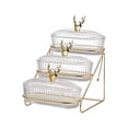 thumbnail image 1 of Fruit Bowl for Kitchen Counter, Candy Dish with Lids Multi Compartment Fruit Basket with Metal Rack Modern Candy Jar for Candies and Snacks Display Stand for Home Kitchen Party(3 Tiered ), 1 of 6