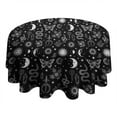 thumbnail image 4 of Black White Sun Moon Snake Butterfly Pattern Round Tablecloth 60"x60",Wrinkle Wipeable Table Cloth for Kitchen Dining Room Picnic Patio Party, 4 of 6