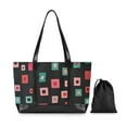 thumbnail image 7 of FORMRS Canvas Laptop Tote Bag for Women with 15.6" Computer Compartments Shoulder Handbag, Red Block Pattern, 7 of 7
