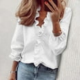 thumbnail image 2 of Xingpeng Womens Flutter Sleeve Blouses Long Sleeve Casual Tops Spring Summer Outfits Dressy Shirts White XXXL, 2 of 8