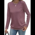 thumbnail image 3 of Camisas de Larga para Mujer, Túnicas, Blusas Holgadas, Elegantes, Cuello Redondo, Suéteres Básicos. Gris Rosado Pálido XL, 3 of 10