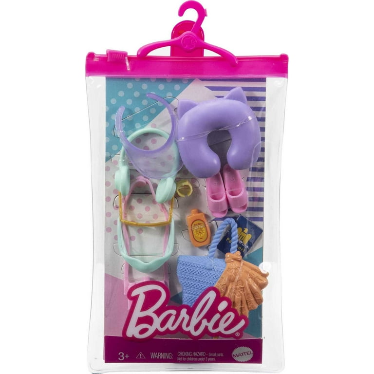 Barbie Travel Fashion Pack 11 Accessories for Dolls Including Camera Passport Neck Pillow