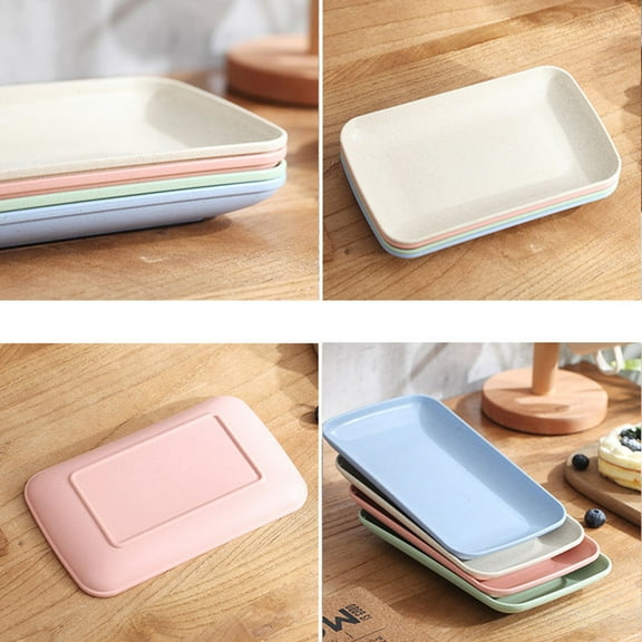 LEORX Dinner Plates Made of Wheat Fiber Assorted Colors Suitable for Microwave and Dishwasher 4 Pieces