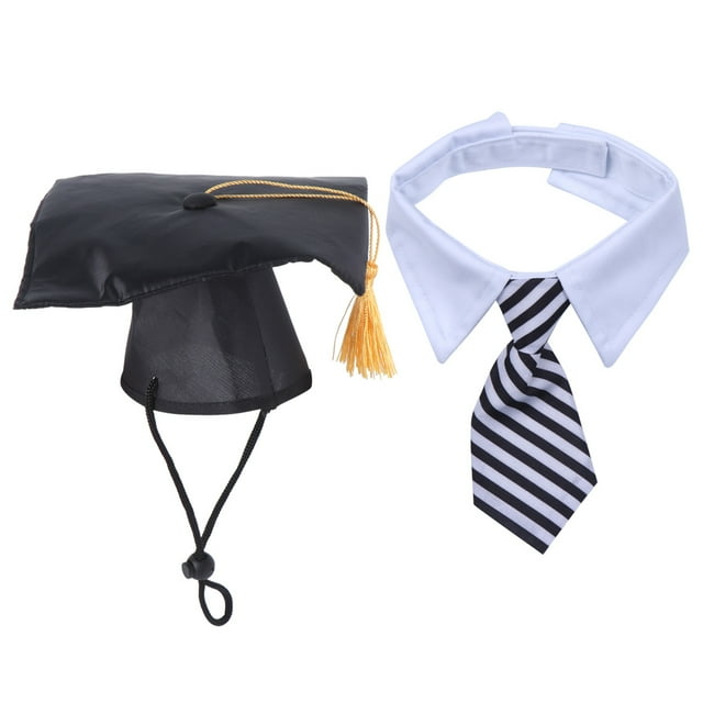 Miangastore 1Set Black Cloth Dog Graduation Hat for Photo Prop and Graduation Celebration 11.8x2.2x0.2in