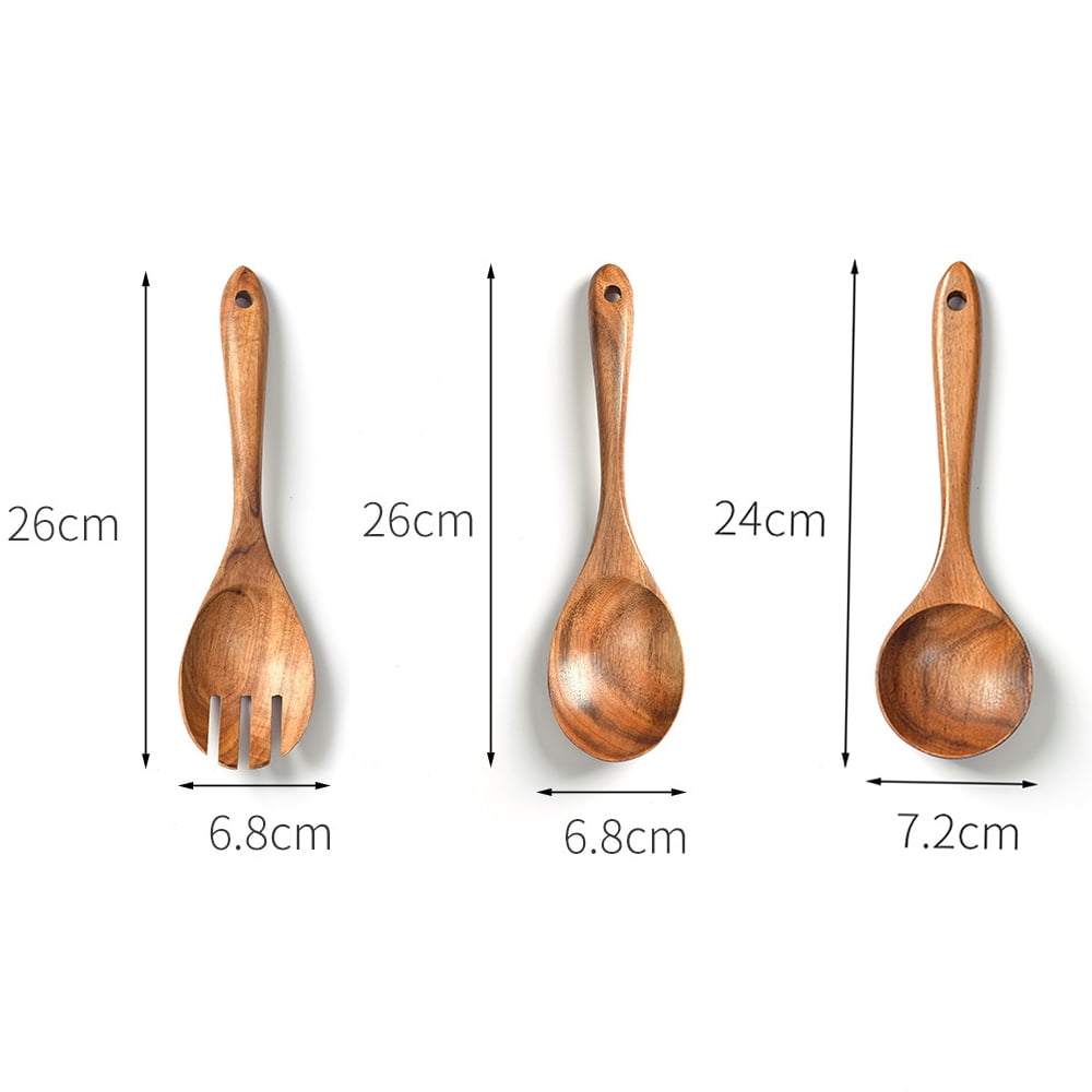 Wooden Spoons for Cooking, 7 Pcs Nonstick Wooden Cooking Utensils  Set,Nonstick Natural and Healthy Kitchen Utensil（7 Pcs）