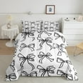 thumbnail image 2 of Manfei Cartoon Bow 3 Pieces Queen Comforter Set,Black White Ultra Soft Bedding Sets,Dreamy Princess Bedding Comforter Set,Breathable Kawaii Bedroom Decorative,Reversible, 2 of 8