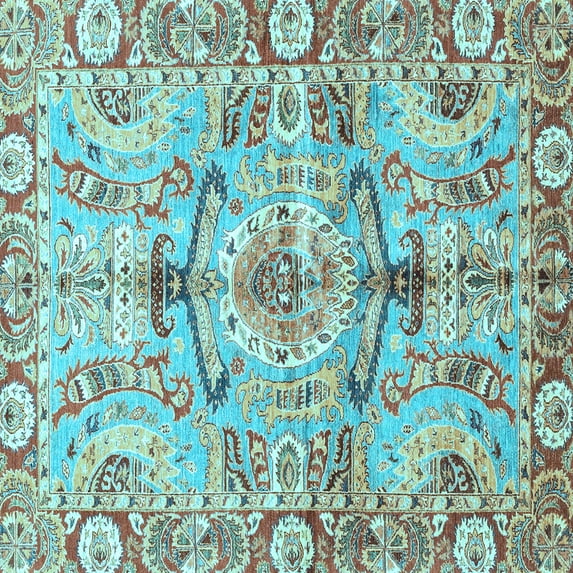 Ahgly Company Indoor Square Abstract Light Blue Modern Area Rugs, 6' Square