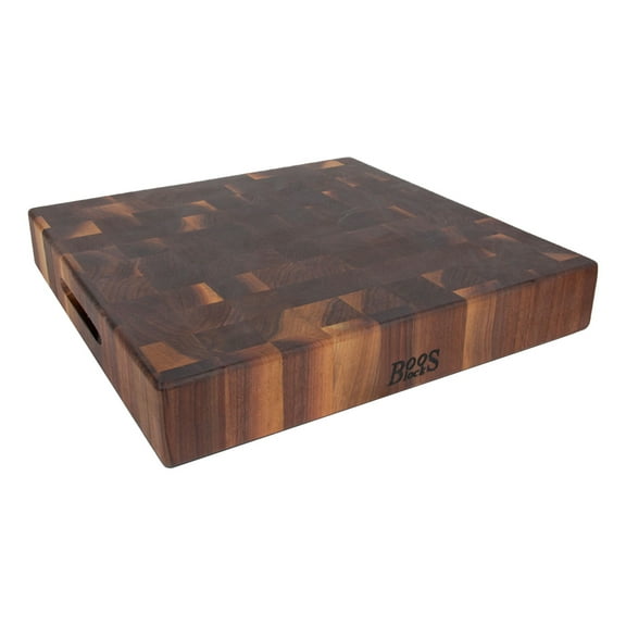 John Boos Walnut Wood Edge Grain Reversible Chopping Block, 18 x 18 x 3 Inches