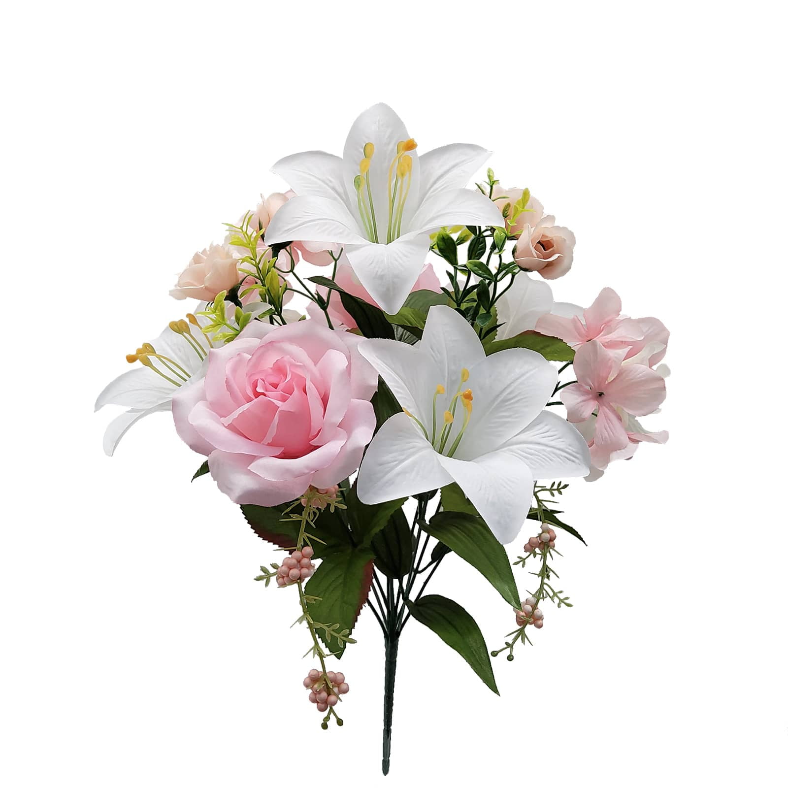 Mainstays Artificial Flower White Lily Rose Hydrangea Mixed Bush