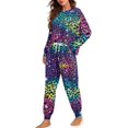 thumbnail image 2 of SEANATIVE Rainbow Leopard Print Pajamas for Women Long Sleeve Sleepwear Tops with Pants Size S Casual Daily Loungewear Night Suits Women Pajama Set Ladies Pjs Jogger Clothes, 2 of 7