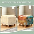 thumbnail image 6 of SCRAWLGOD Marble Print Cyan Golden Slipcover for Ottoman, Stretch Square Ottoman Covers Slipcover Washable Storage Foot Stool Cover Waterproof Footrest Furniture Protector with Elastic Bottom, 6 of 7