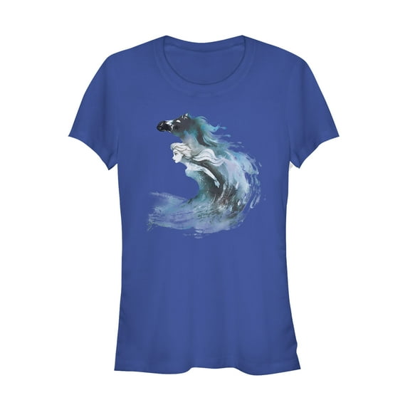 Junior's Frozen 2 Elsa Horse Water Spirit Graphic Tee Royal Blue Medium