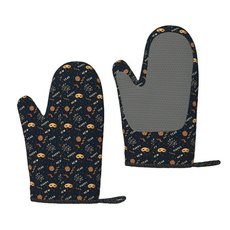 

Hirioo New Year for Silicone Oven Mitts for BBQ Baking Cooking Set of 2 Heat Resistant 260℃ Non-Slip Kitchen Essentials