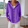 thumbnail image 5 of zaveiop Women's Casual Knitted Hooded Cardigan Solid Long Sleeve Button Down Loose 2025 Fall Sweater (Z1-Purple, XXL), 5 of 6