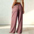 thumbnail image 5 of ClodeEU Women's Striped High Waist Wide Leg Linen Pants,Casual Loose Trousers with Pockets ,Women's Plus XXL, 5 of 7