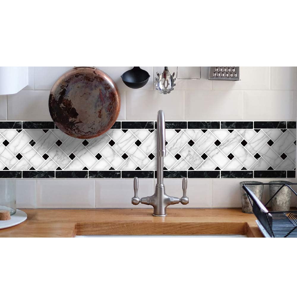 Art3d Tile Borders Peel and Stick Backsplash 12.4"x5" Removable