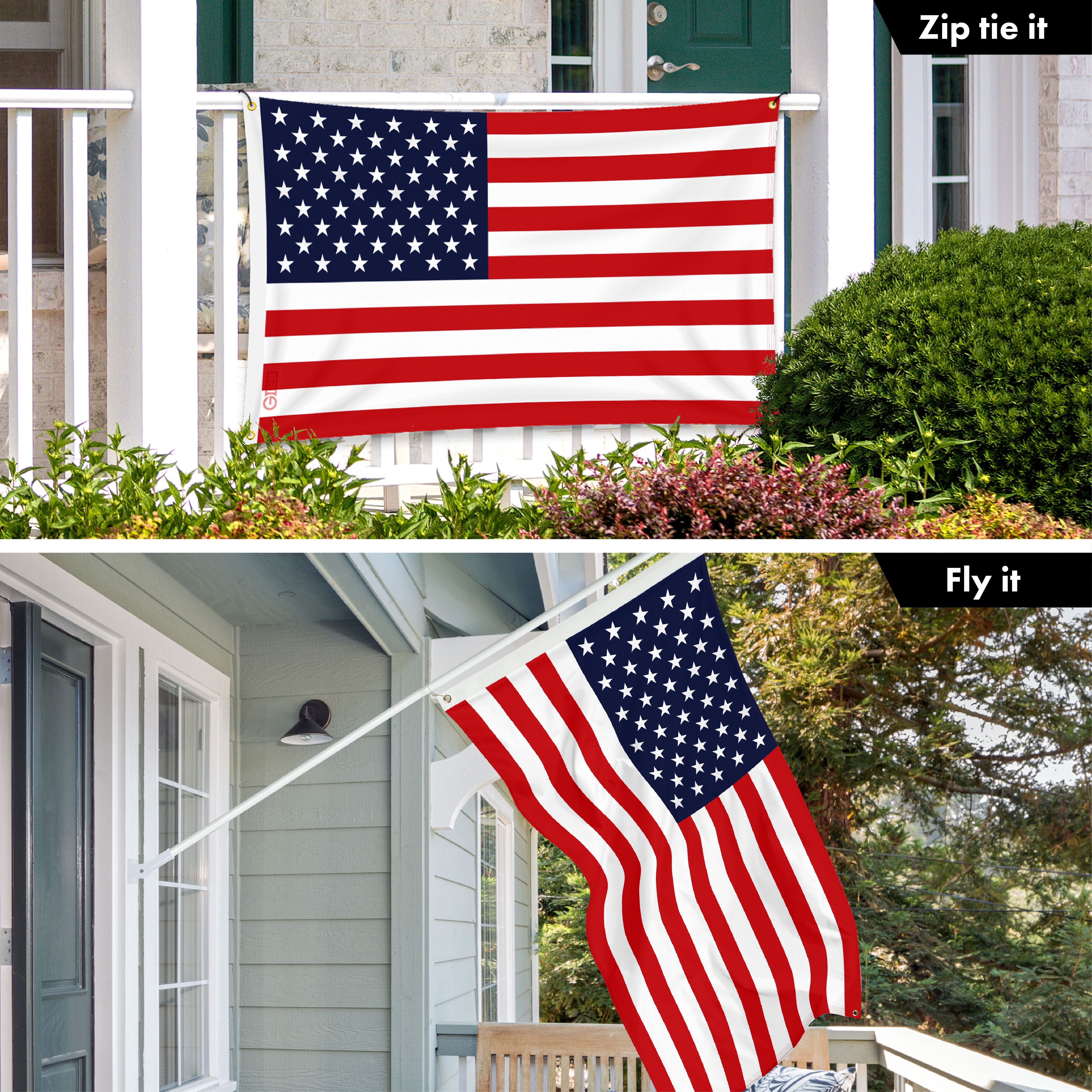 G128 3 Pack: American USA Flag | 3x5 Ft | LiteWeave Pro Series Printed 150D Polyester, 4 Corner Brass Grommets | Country Flag, Vibrant Colors, Perfect For Balcony, More Durable Than 100D 75D Polyester