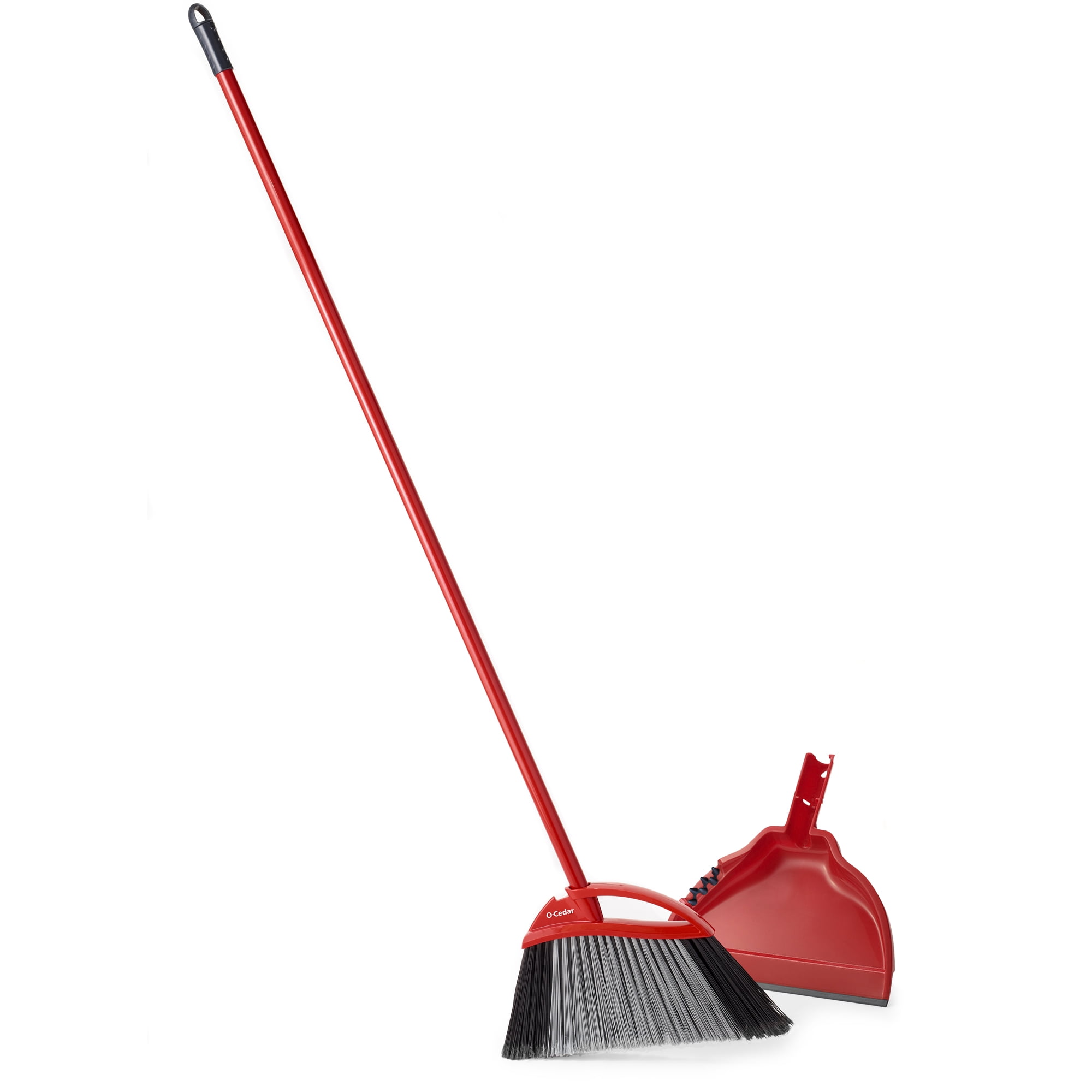 O-Cedar PowerCorner Pet Pro Broom & Step-On Dust Pan Red