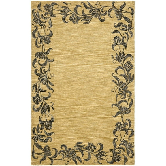 SAFAVIEH Soho Leah Floral Wool Area Rug, Gold/Black, 7'6" x 9'6"