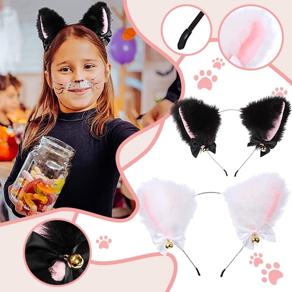 Elegant Cat Ears Headband With Decorative Ribbon For Furry Themed Parties And Makeup Events