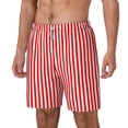 thumbnail image 5 of Mens Red White Vertical Stripe 2 in 1 Quick Dry Swim Trunks with Compression Liner Beach Shorts, 5 of 6