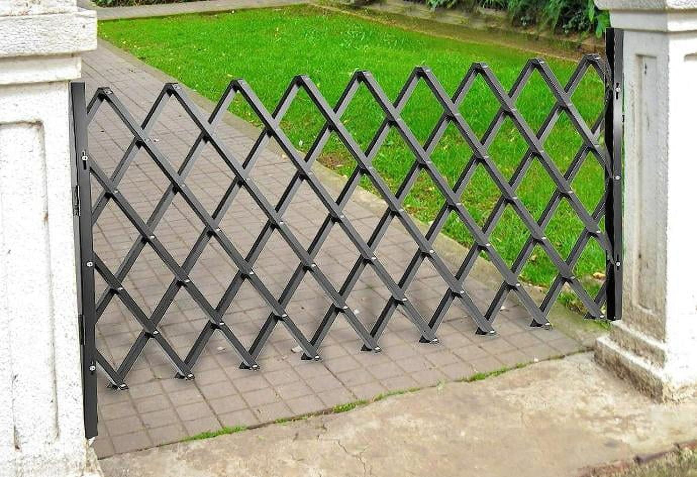 Danolapsi Steel Expandable Fence Gate Portable Flexible Single Folding Security Gate With 360°Rolling Wheel Adjustable MobileSafety Barrier Pet Fence Gate For Courtyards Garages Gardens