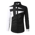 thumbnail image 1 of Camisa y blusa de manga larga con cuello vuelto para hombre, estilo casual, a la moda, con botones ajustados, bloques de color y costuras en contraste, camisa de manga larga con botones para hombre, 1 of 4