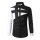 thumbnail image 1 of Camisa y blusa de manga larga con cuello vuelto para hombre, estilo casual, a la moda, con botones ajustados, bloques de color y costuras en contraste, camisa de manga larga con botones para hombre, 1 of 4