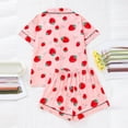 thumbnail image 2 of XIYON Pajamas For Women Strawberry Print Pajama Set Lapel Short Sleeve Button Front Shirt Shorts Loungewear Comfortable, 2 of 9