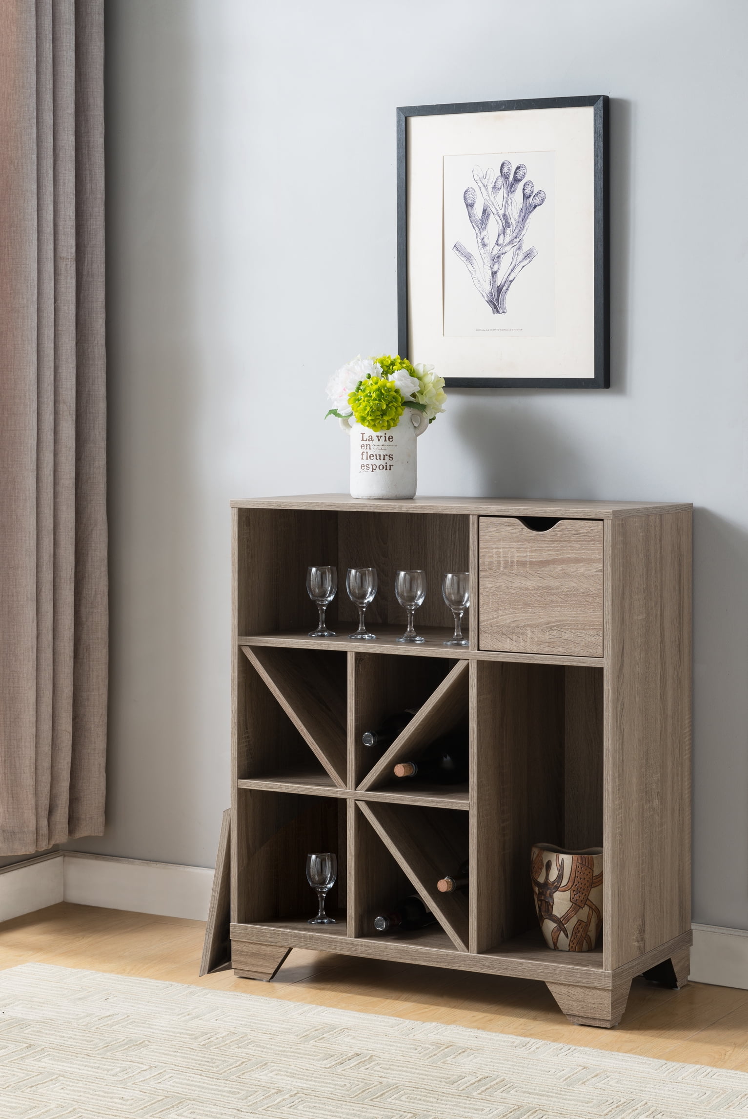 Furniture of America Lassen Modern Multi-Storage Buffet Server, Dark Taupe
