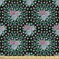 thumbnail image 2 of Ambesonne Floral Fabric by the Yard Upholstery, Circular Leaves Flowers Art, 2 Yards, Pale Lavender Dark Teal, 2 of 5