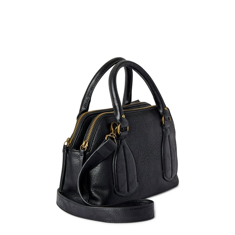 Time and Tru Women s Palms Satchel Handbag Black Walmart