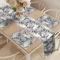 thumbnail image 2 of Ambesonne Natural Table Runner & Placemats, Rabbits with Rose Garden, Placemat 4 pcs + Runner 16"x72", Pale Pink Pastel Purple, 2 of 2
