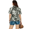 thumbnail image 3 of HAPPY BAY Hawaiian Shirts Womens Casual Summer Beach Party Blouse Shirt TShirts Short Sleeve Tropical Vacation Tops Button up Dress Shirts Blouses for Women S Floral, Black, 3 of 5