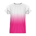 thumbnail image 4 of Aofany Girls Summer Short Sleeve Tees 2025 Trendy Gradient Printed Crewneck Pleated Ruffle Short Sleeve Shirts Toddler Girls Casual Clothes, 5-13 Years, 4 of 4