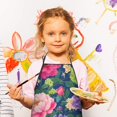 thumbnail image 3 of Pioneer Flower Floral Print Pattern Kids Aprons for Girls and Boys,Adjustable Neck Strap Toddler Aprons for Kids Cooking Baking, 3 of 7