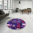 thumbnail image 4 of Ahgly Company Machine Washable Indoor Square Transitional Indigo Purple Area Rugs, 3' Square, 4 of 7