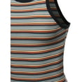 thumbnail image 4 of A2Y Women's Multi Stripe High Neck Rayon Spandex Rib Tank Top Navy Green S, 4 of 5