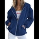 thumbnail image 1 of Sudaderas con Capucha y Cremallera para Mujer, Sudaderas Extragrandes, Conjuntos de Moda Escolar para Otoño, Chaquetas Informales, Ropa de Invierno Azul Marino M, 1 of 9