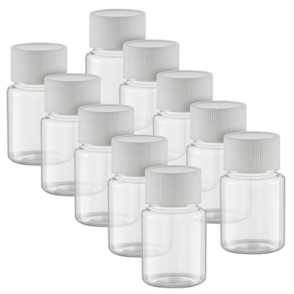 10pcs Travel Size Refillable Plastic Bottles with Screw Lids, Empty Small Vials for Liquids, Powders, 30ML Containers