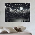 thumbnail image 4 of FUMJ Black and White Tapestry Starry Night Mountain Tapestries for Bedroom Aesthetic Moon and Stars Tapastry's Hanging Dark Forest Wall Tapestry for Living Room (Black, 40 × 30inch), 4 of 7