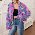thumbnail image 5 of Mutghys Fur Coats for Women Colorful Block Open Front Short Fuzzy Faux Fur Jacket Party Vacation Bar Winter Warm Soft Comfortable Fashion Outerwear,S-3XL, 5 of 6