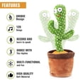 thumbnail image 4 of Cactus bailarín - Juguete de cactus que canta y baila para niños, adultos - Juguete de cactus parlante de felpa con 120 canciones - Cactus que canta Sincero Hogar, 4 of 5