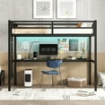 Bellemave Twin XL Loft Bed with Desk and LED Light, Heavy Duty Metal